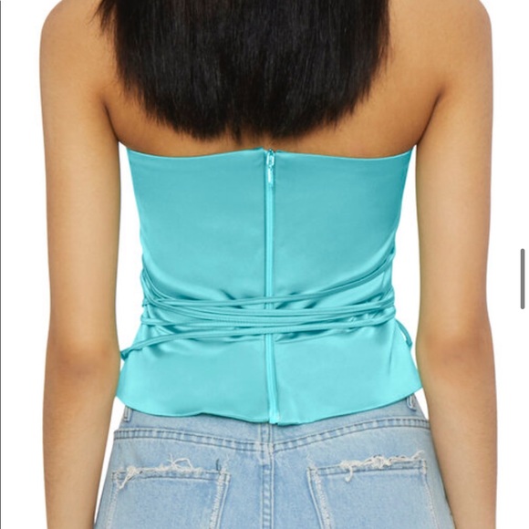 NWT DANIELLE GUIZIO BONDAGE CORSET IN TURQUOISE L - Picture 3 of 7